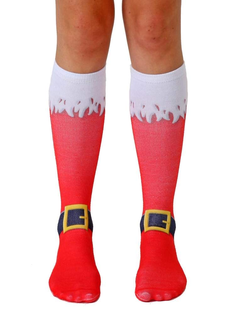 Living Royal Knee High Socks, 3D Print, Colorful & Durable, One Size Fits Most, Made in USA, Santa Boots Design