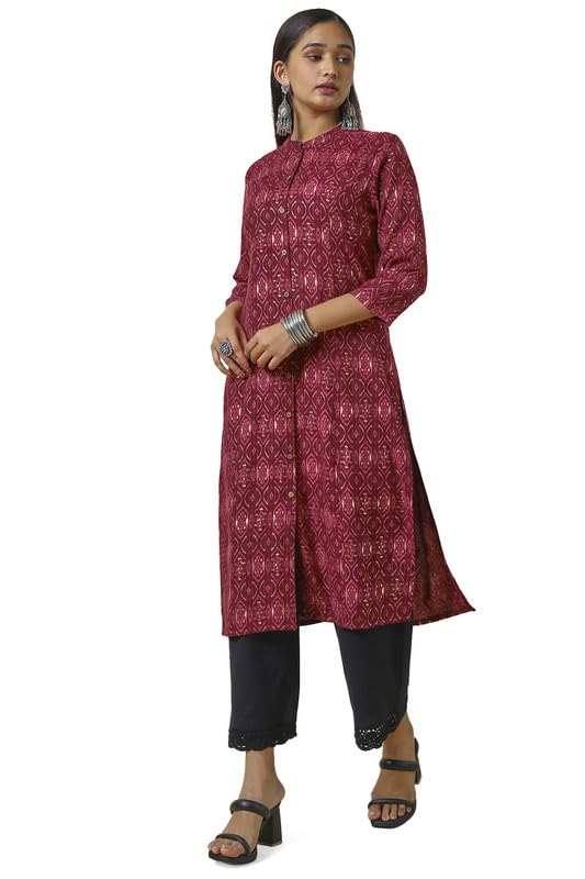 Soch Womens Rayon Ikkat Print Kurta