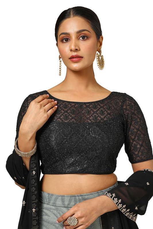 Soch Women Net Embroidered Padded Blouse with Sequins