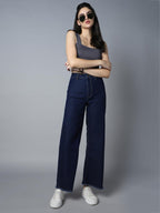 High Star Women Straight Fit High-Rise Clean Look Stretchable Jeans