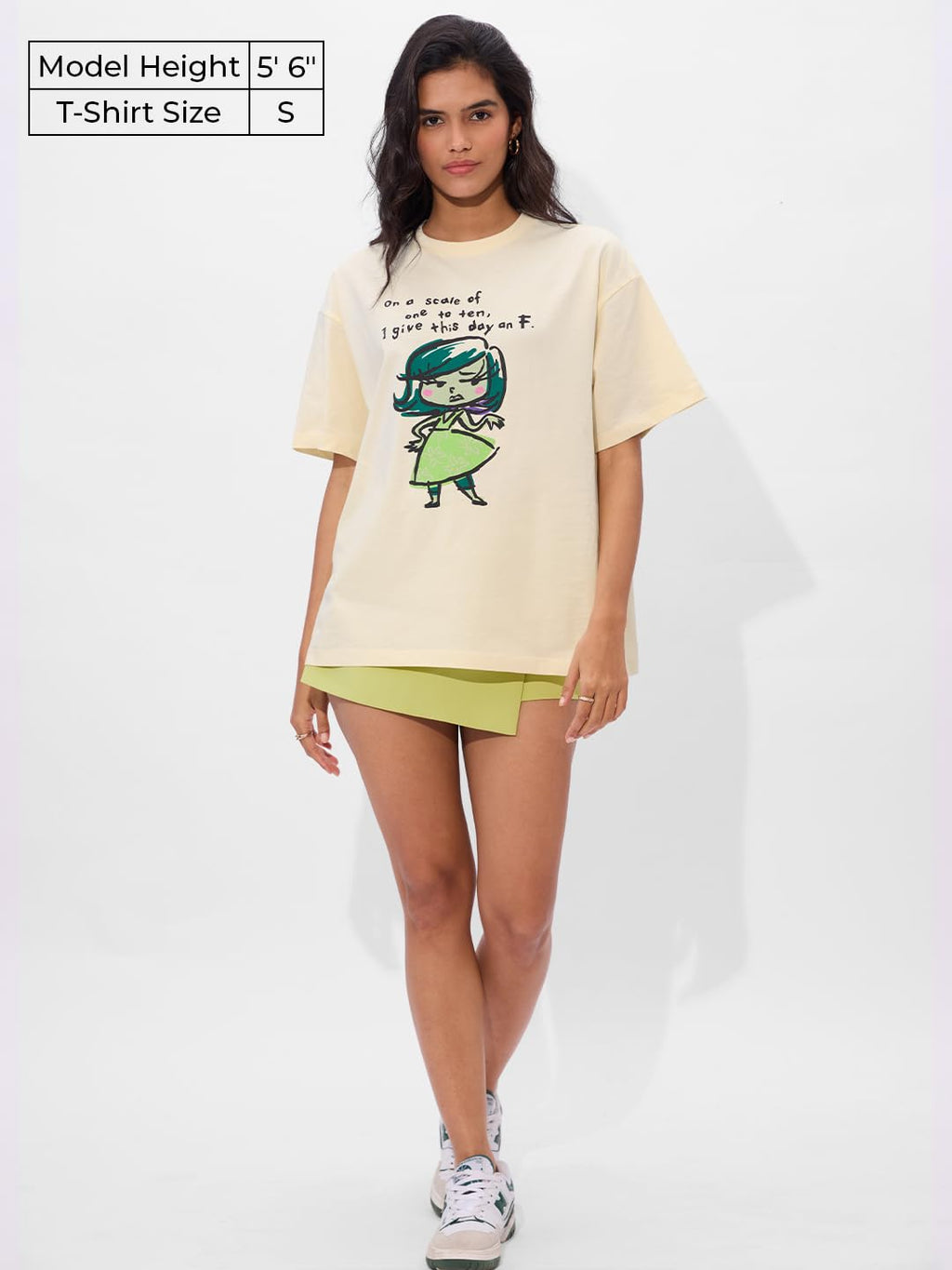 The Souled Store Official Inside Out Originals: Disgust Women and Girls Short Sleeve Round Neck Black Graphic Printed Cotton Ove