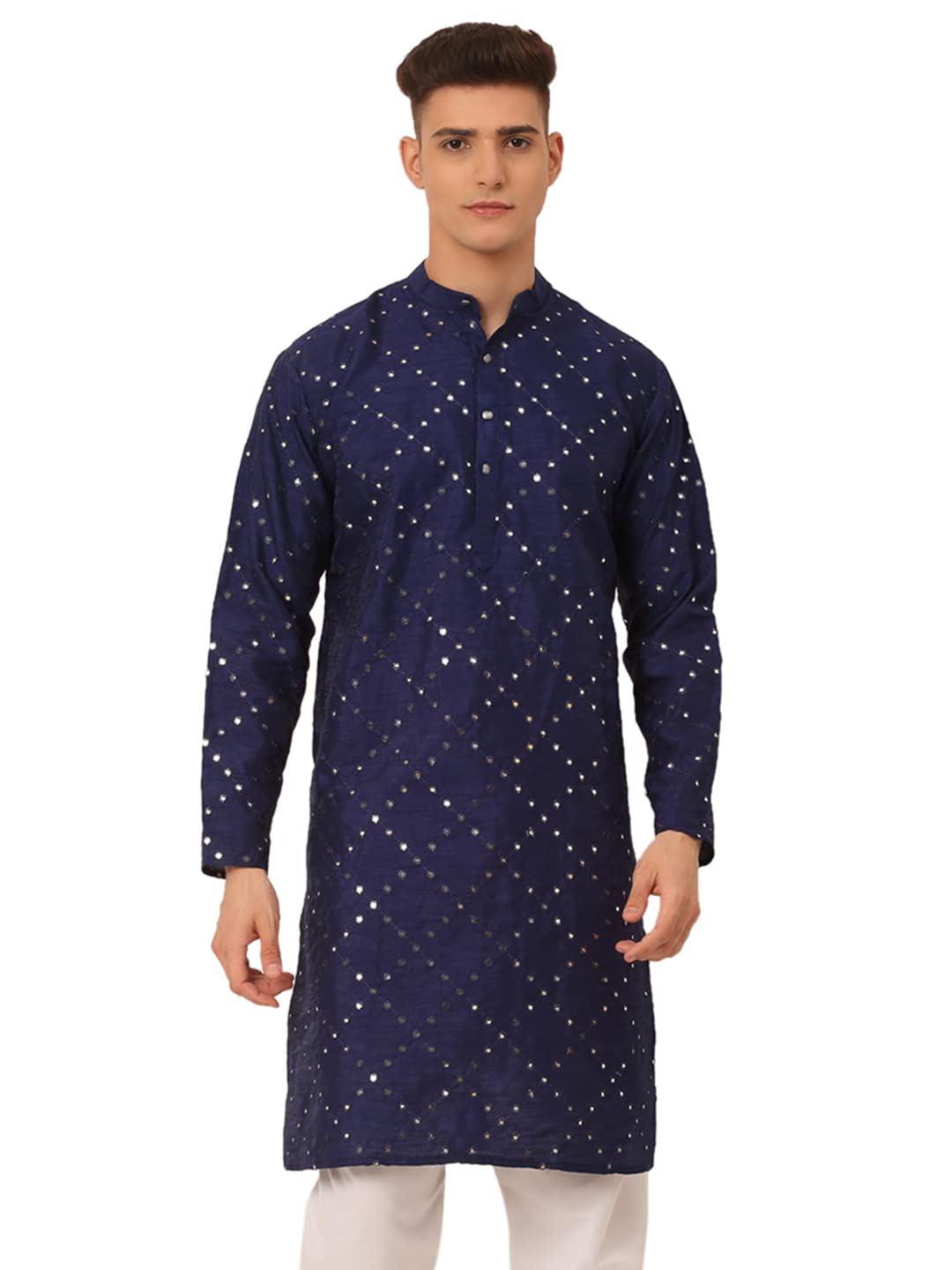 Jompers Mens Dupion Silk Embroidered Kurta