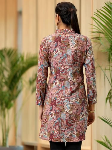 Libas WomenS Silk Blend Printed Straight Kurtis (37210_Mauve