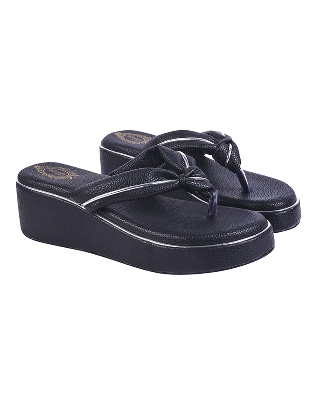 Shoetopia Black Wedges Sandal For Women & Girls Criss-Cross Strap Design Stylish Comfortable, Durable Heels  Perfect For Casual 