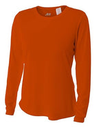 A4 Womens Cooling Performance Crew Long Sleeve, Athletic Orange, Xx-Large