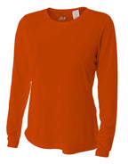 A4 Womens Cooling Performance Crew Long Sleeve, Athletic Orange, Xx-Large