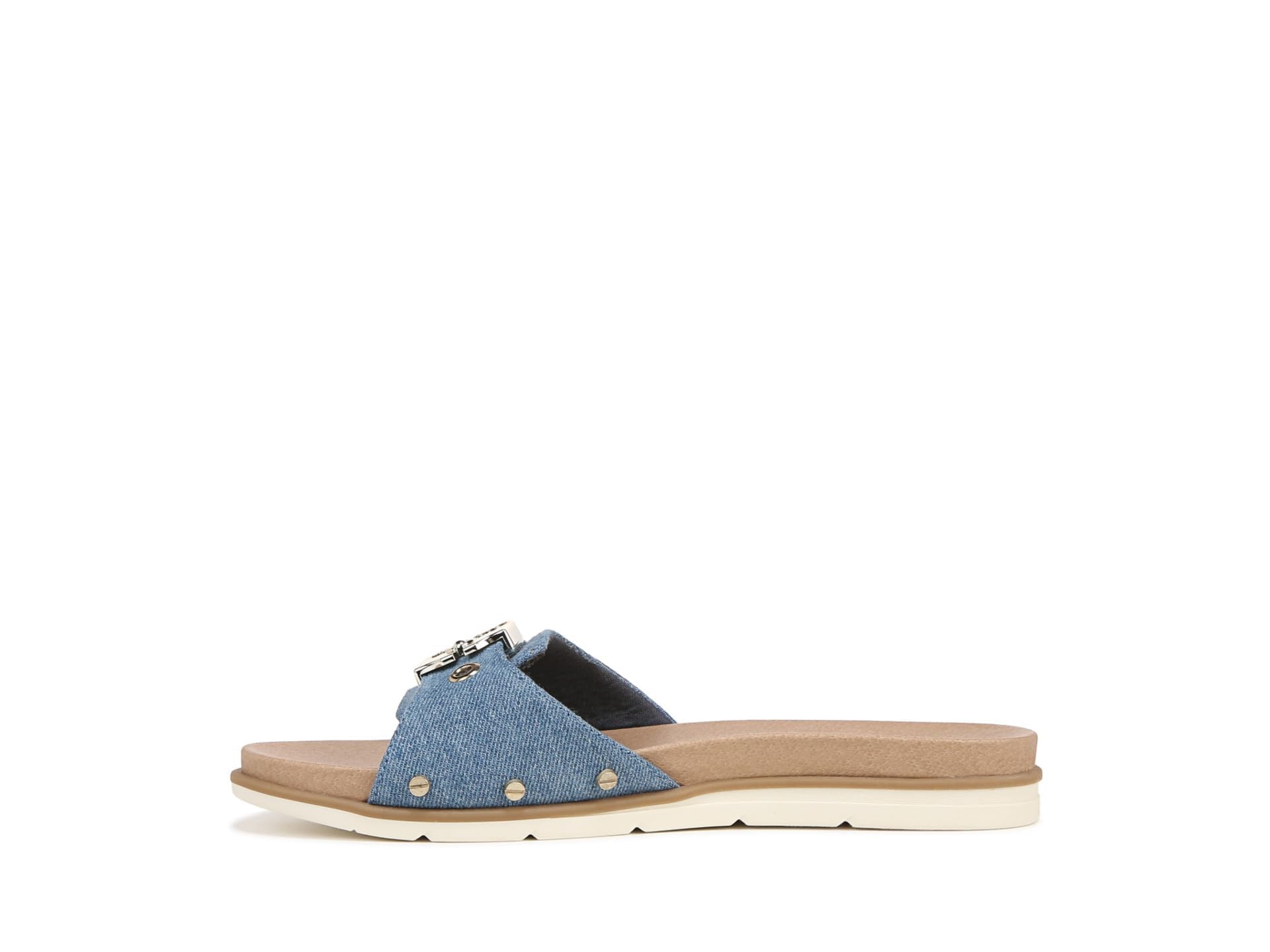 Dr. Scholl's Womens Nice Iconic Flat Sandal Blue Denim 10 M