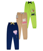 KYDA KIDS 100% Girls Cotton Printed Track Pants (Pack of 3)