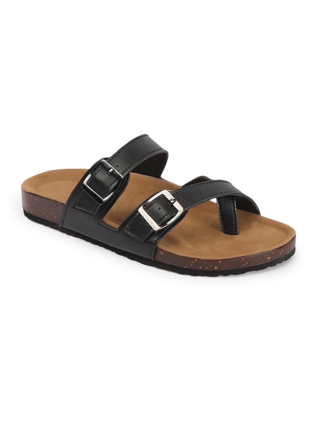 TRYME Women Flats Sandals Double Strap Buckle Design Lightweight Casual Comfortable Daily Wear Slippers 3
