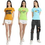Preneum Womens Cotton Regular Fit Latest Graphic Stylish Printed Short Sleeves Casual T-Shirt || Trendy & Style (Pack 3), Vitam