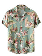 Leriya Fashion Shirt for Men | Tropical Leaf Printed Rayon Shirts for Men | Preppy Short Sleeves | Spread Collared Neck | Perfec