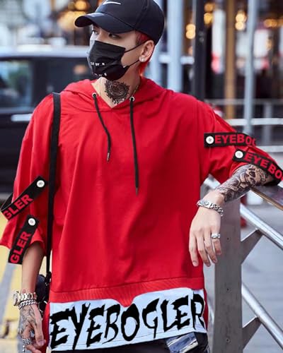 Noble Monk Hooded Neck T-Shirt For Men Red White
