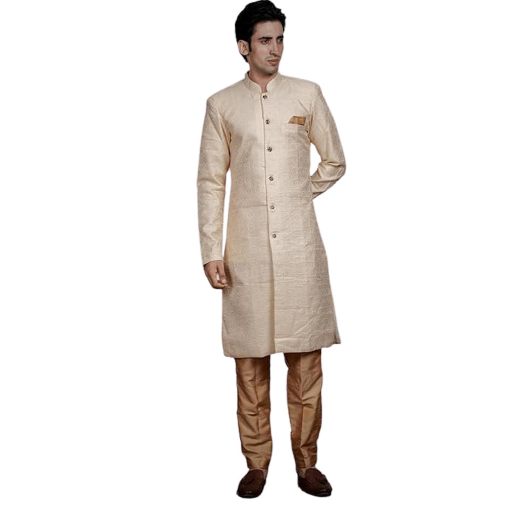 Amzira Baap Beta Indo Western Sherwani Set For Men/Boys - Elegant Design With Intricate Embroidery, Ideal For Festivals, Celebra