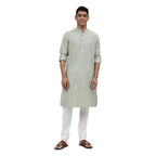 Fabindia MenS Cotton Striped Slim Kurta (1030813Lime_Green