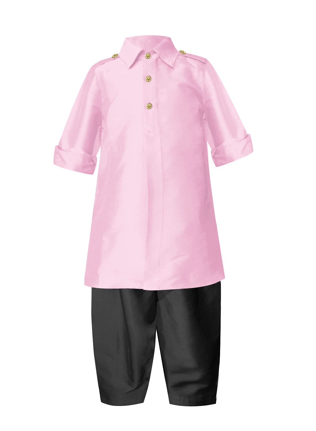 A.T.U.N. (All Things Uber Nice) Boy'S Regular Pathani Suit (Bkls Pts_Pink-Black 6-7 Years)