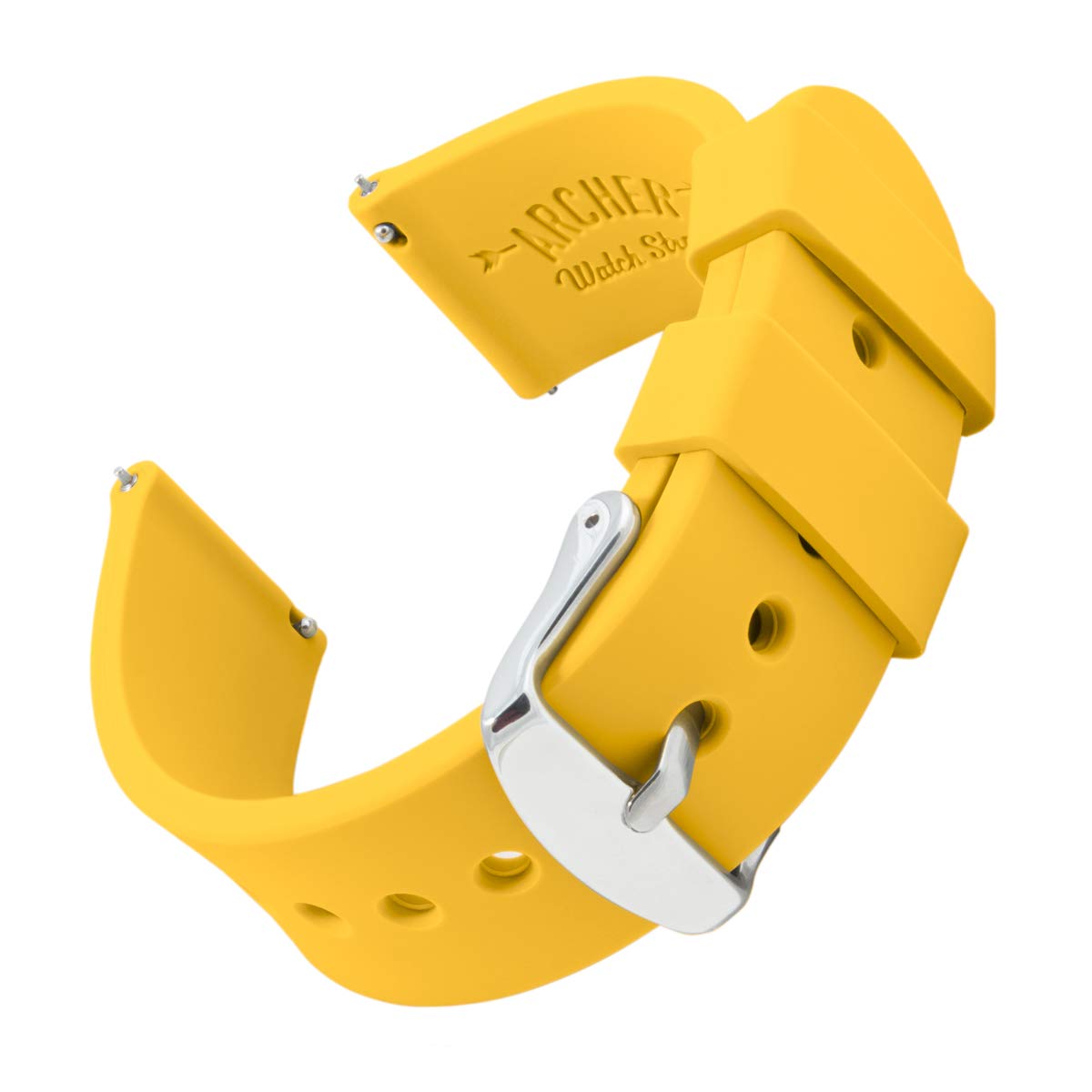 Archer Watch Straps - Silicone Quick Release Soft Rubber Replacement Watch Bands (Naples Yellow, 24mm)