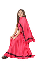 Dhyey Fashion Fashionable Baby Girls Lycra Blend Saree With Velvet Unstitched Blouse Piece | Readymade Saree For Girls | Sarees