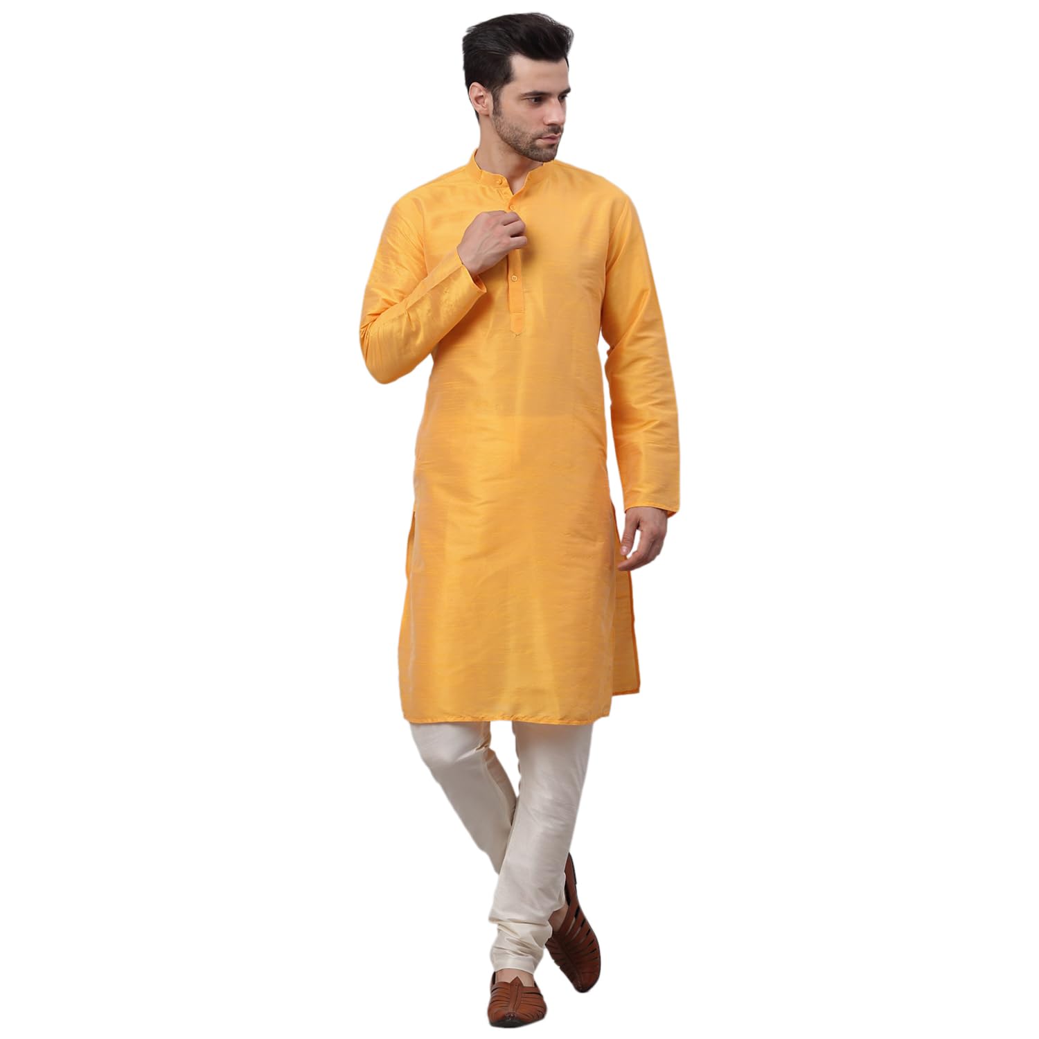 Jompers Mens Solid Dupion Silk Kurta Pyjama Set