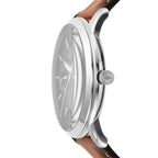 Fossil Men's Neutra Quartz Stainless Steel and Leather Multifunction Moonphase Watch, Color: Silver, Teak (Model: FS5903)