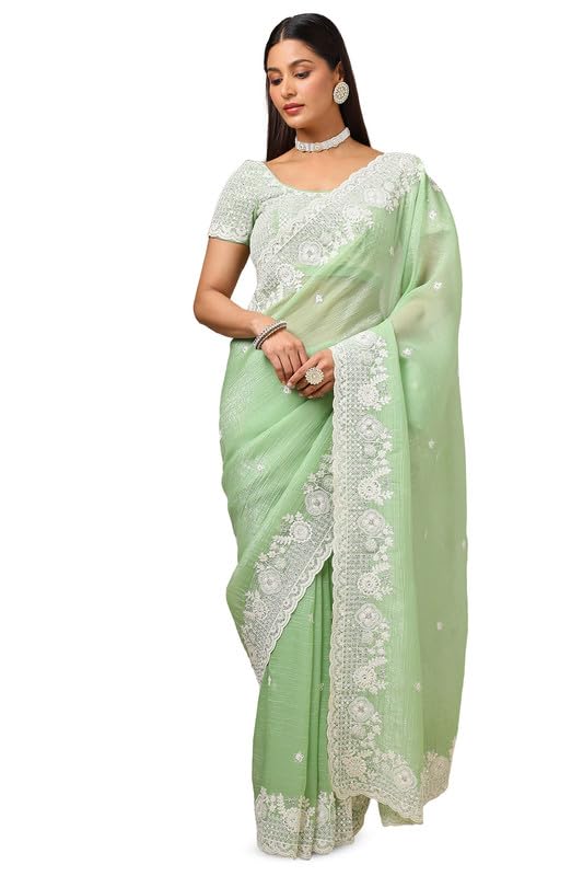 Soch Women Embroidered Saree with Beads and Stones