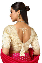 Soch Womens Cream Organza Embellished Blouse with Sequins