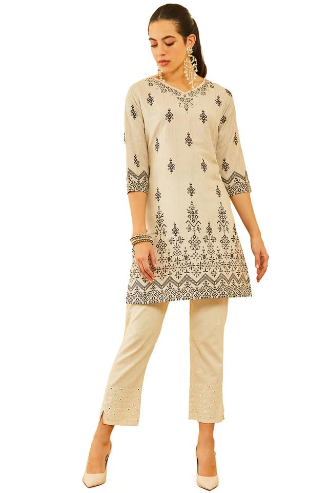 Soch Women Poly Muslin Floral Printed Kurta with Cutdana
