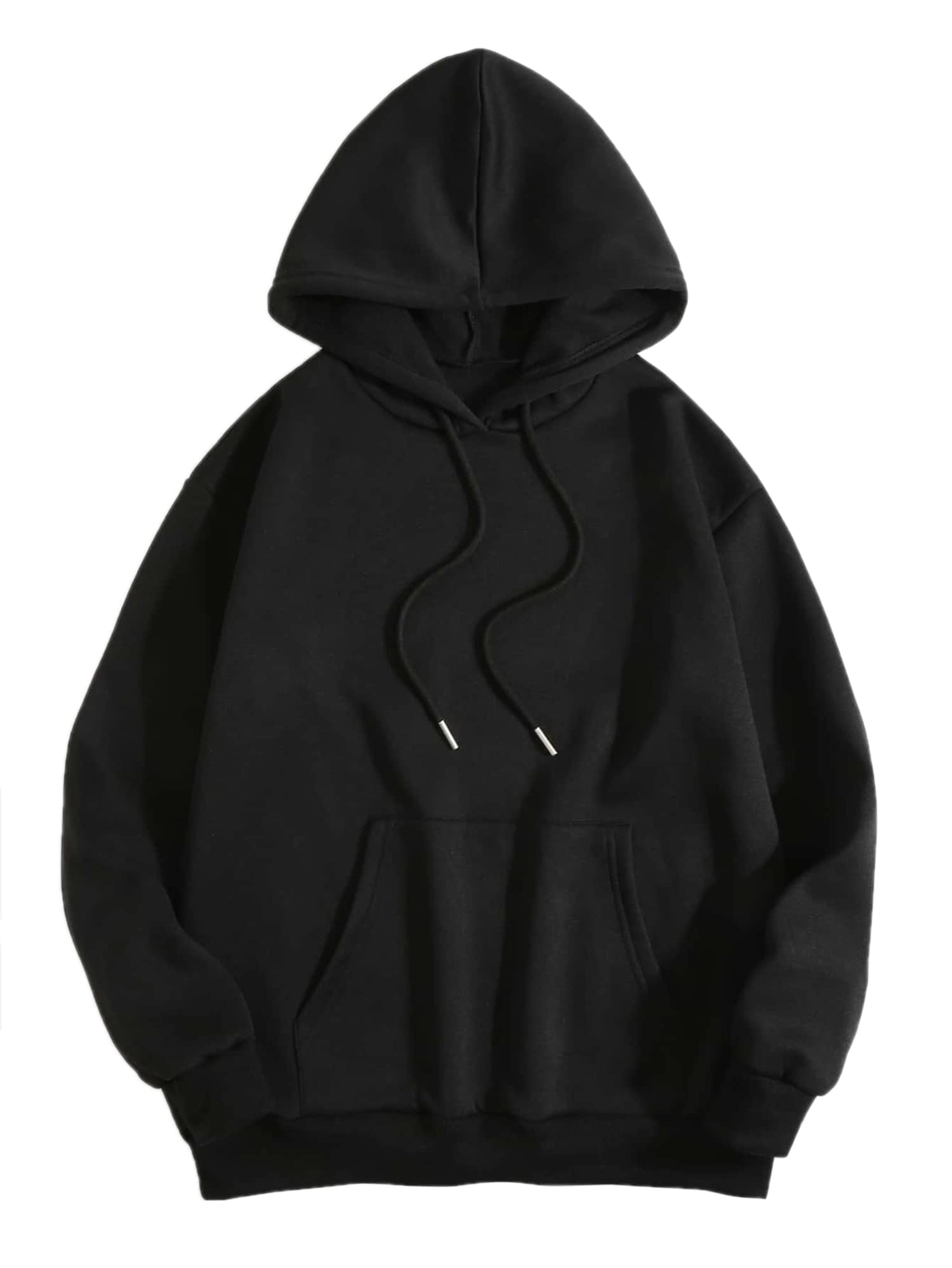 TOPLOT Mens Causal Solid Woolen Blend Hoodie with Hooded Neck (Mens-Hoodie-5047-Black-XL)
