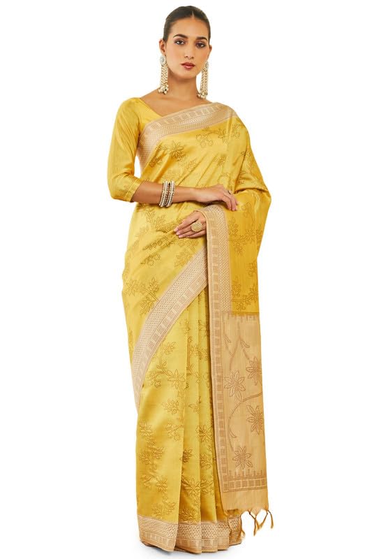 Soch Women Tussar Silk Saree with Woven Foliage Designs