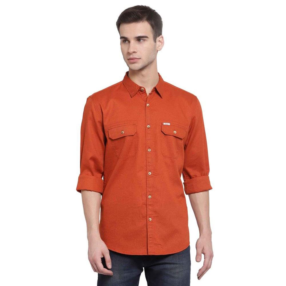 Pepe Solid Cotton Regular Fit Mens Casual Shirt (A21Ncutiipred001, Red, Small)