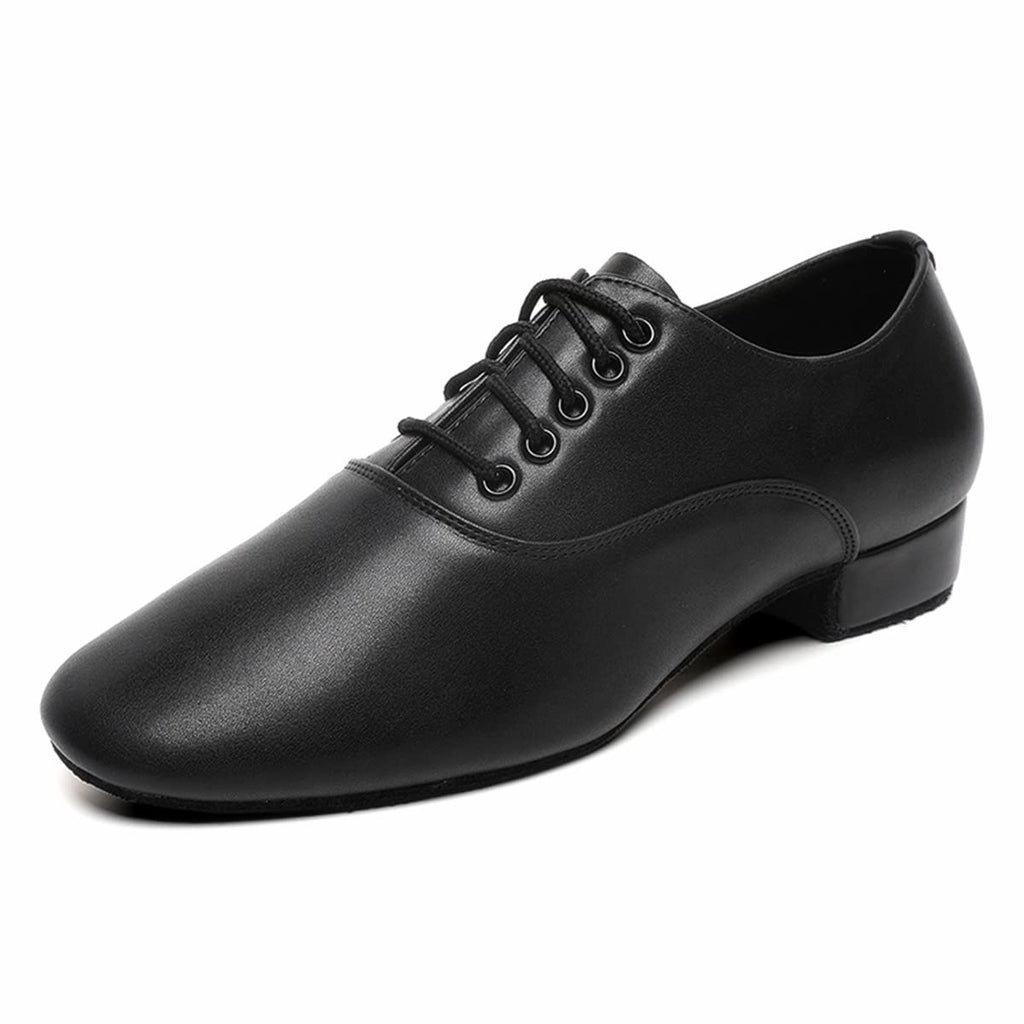 Men's Ballroom Dance Shoes Black Leather Sole Tango Salsa Latin Character Shoe (10 / Black