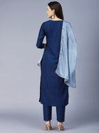 Anni Designer Women'S Cotton Blend Straight Embroidered Kurta With Pant & Dupatta (Yesta Kerocine)