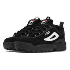 Fila Men's Strada Disruptor fashion sneakers, Black/White/Vin Red, 7.5 US