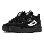 Fila Men's Strada Disruptor fashion sneakers, Black/White/Vin Red, 9 US
