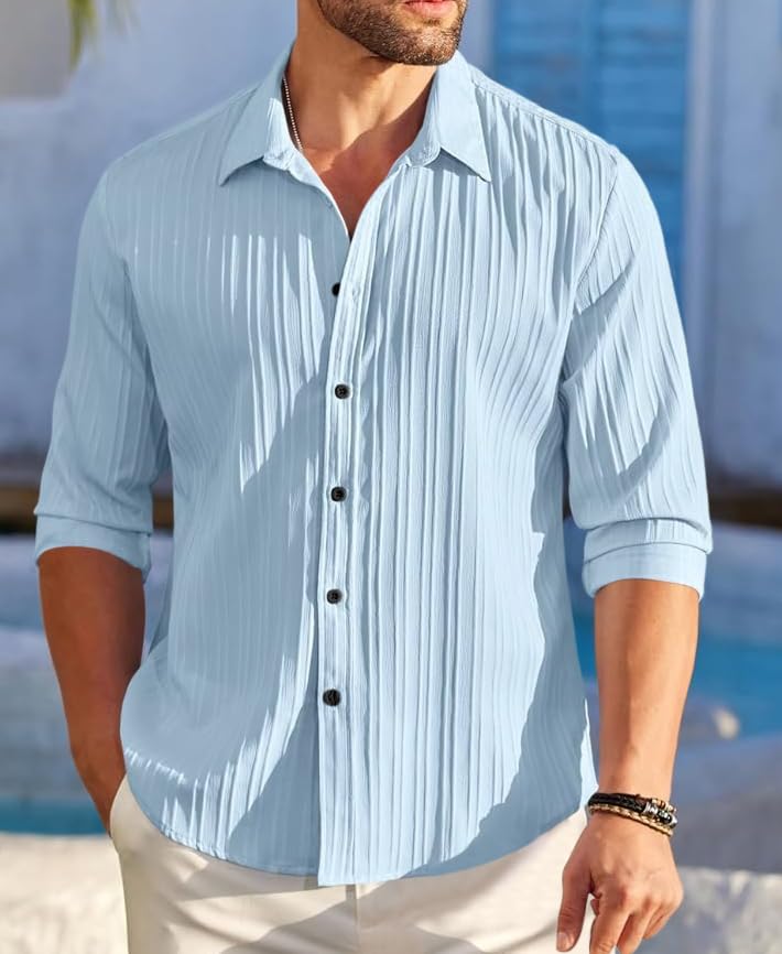 ROYALSCOUT Combo of 2 Textured Shirts for Men | Long Sleeves Perfect for Smart Workwear, Relaxed Outings, or Formal Occasions