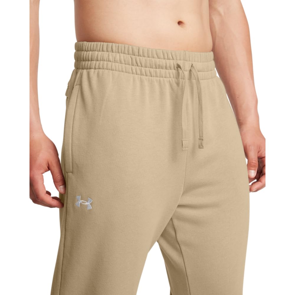 Under Armour Men's Rival Fleece Joggers, (299) City Khaki / / White, Medium