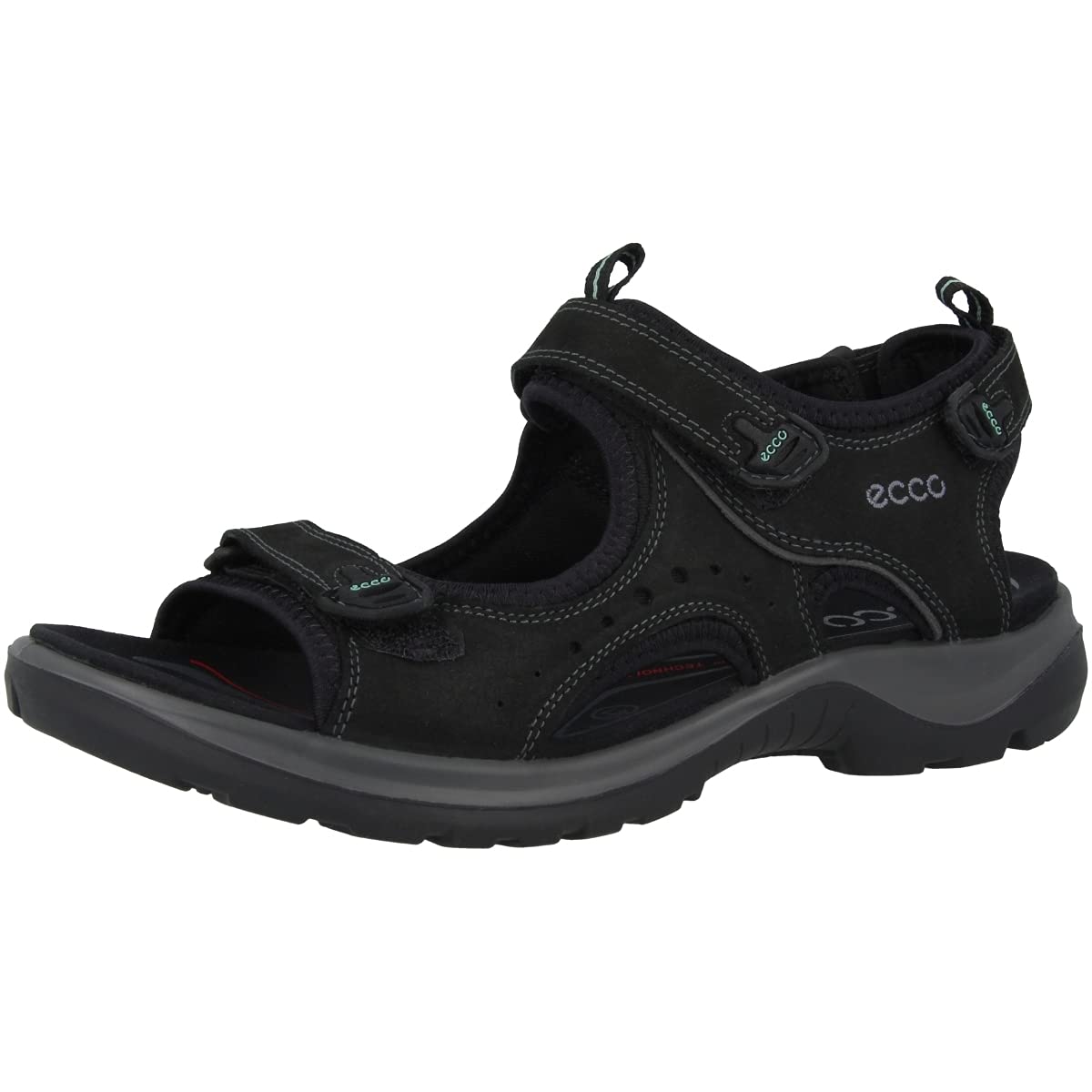 ECCO Women's Yucatan Sport Sandal, Black/Mole/Black Oil Nubuck, 12-12.5