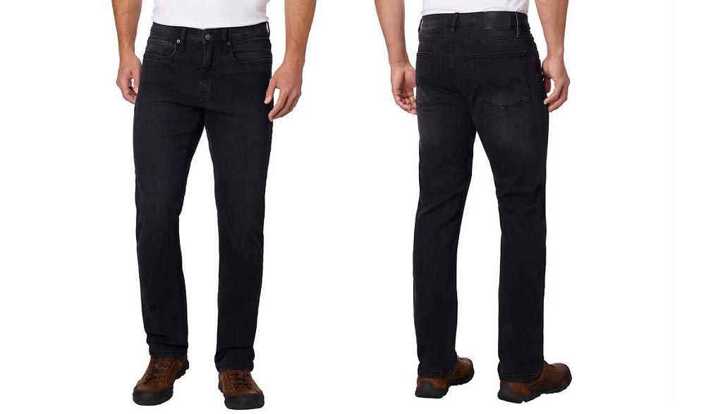 Urban Star Mens Jeans Relaxed Fit - Straight Leg Stretch Jeans for Men - Ultimate Comfort Superflex Pants Black 38W x 34L