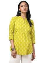 Soch Womens Green Cotton Floral Print Tunic