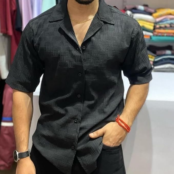 Varni Fashion MenS Popcorn Shirt Classic Fit, Half Sleeve, Regular Collar And Standard Length | Shirt For Men