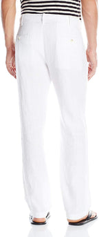 Perry Ellis Men's 100% Linen Drawstring Casual Pants For Men, Regular Fit, Lightweight (Waist Size 29-54 Big & Tall), Bright Whi