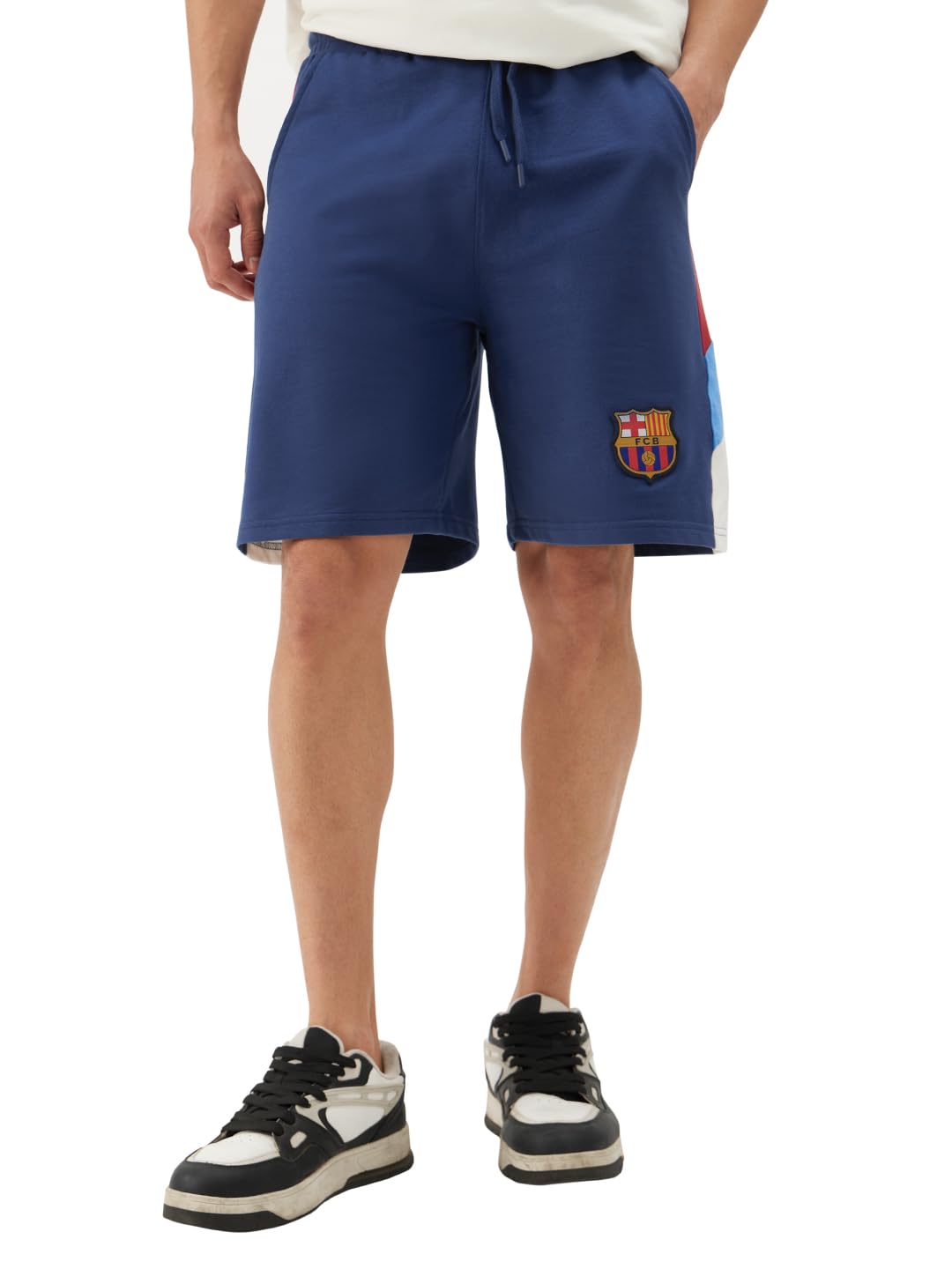 The Souled Store Official FCB: Matchday Shorts Men and Boys Knee Length Cotton Bermuda Shorts Navy Blue