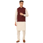 Jompers Mens Solid Kurta Pyjama Set With Nehru Jacket