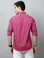 Tee Projekt Cotton Shirt for Men ll Front Pocket Shirt ll Stylish Long Sleeve Shirt ll Soild Regular Fit (Pack of 2) Pink-Grey