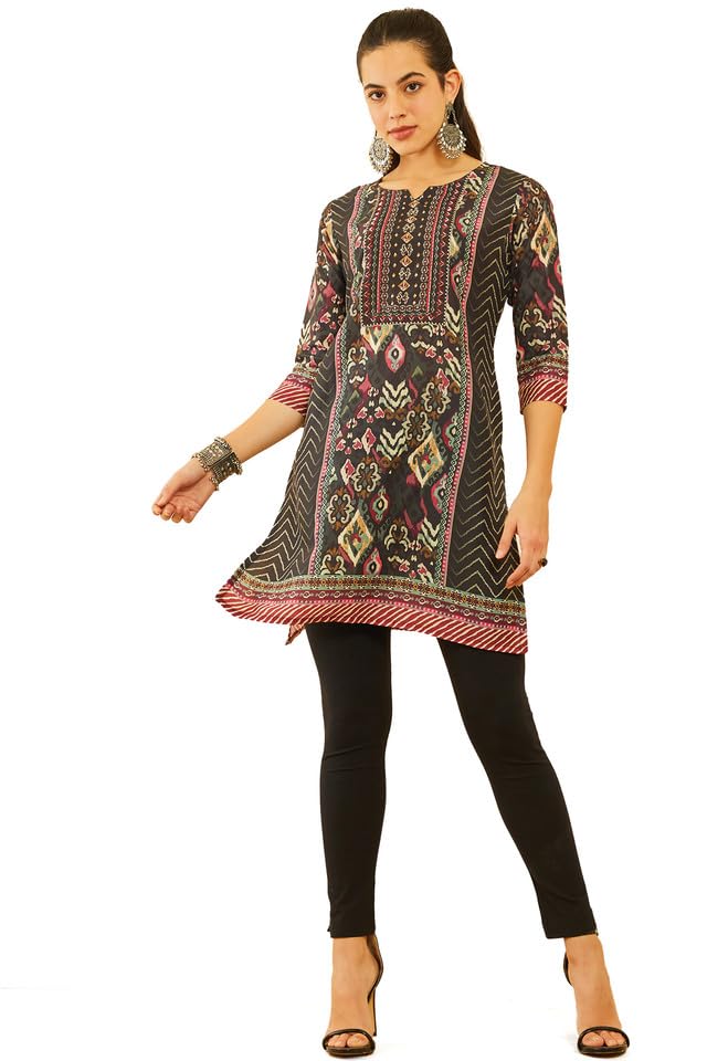 Soch Women Poly Muslin Chevron Ethnic Printed Kurta with Cutdana