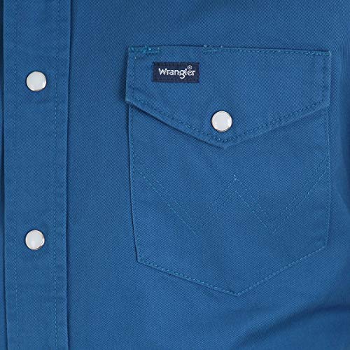 Wrangler mens Western Long Sleeve Snap Firm Finish work utility button down shirts, Dark Teal, 4X US
