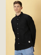 Thomas Scott Mens | Full Sleeve | Solid | Slim Fit | 100% Cotton | Spread Collar | Casual Shirts (Available in Plus Size) (Black