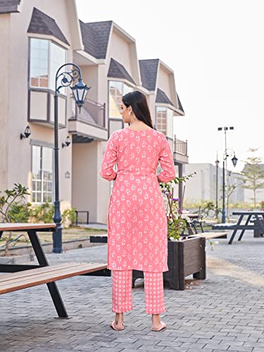 Nainvish Women Kurta With Pant (Sd441_Kb-Xl) Pink