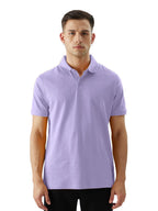 The Souled Store Solid: Deep Lavender Men and Boys Short Sleeve Collared Neck Regular Fit Polos
