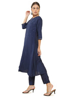 Soch Women Dark Blue Embellished Crepe Kurta Set
