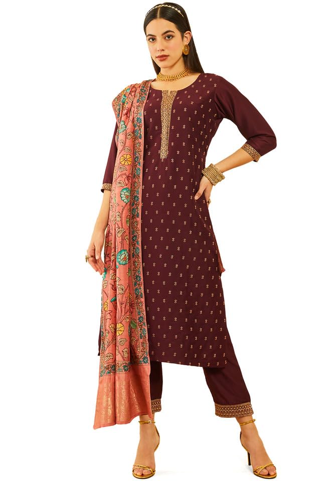 Soch Women Silk Blend Embroidered Suit Set with Thread Work